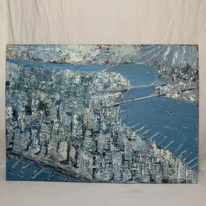 Vintage Oil on Board Original Painting New York City Impressionist NY Manhattan